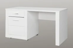 Kontorbord-Uzayr Skrivebord 138 cm med Oppbevaringshylle + Skap Hvit
