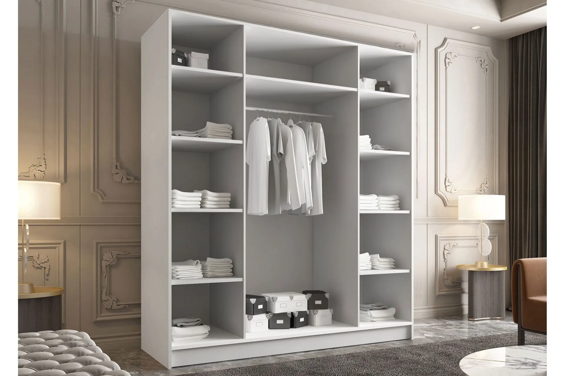 Garderober & Garderobesystem-Vadstena Garderobe 200 cm Hvit,Gull