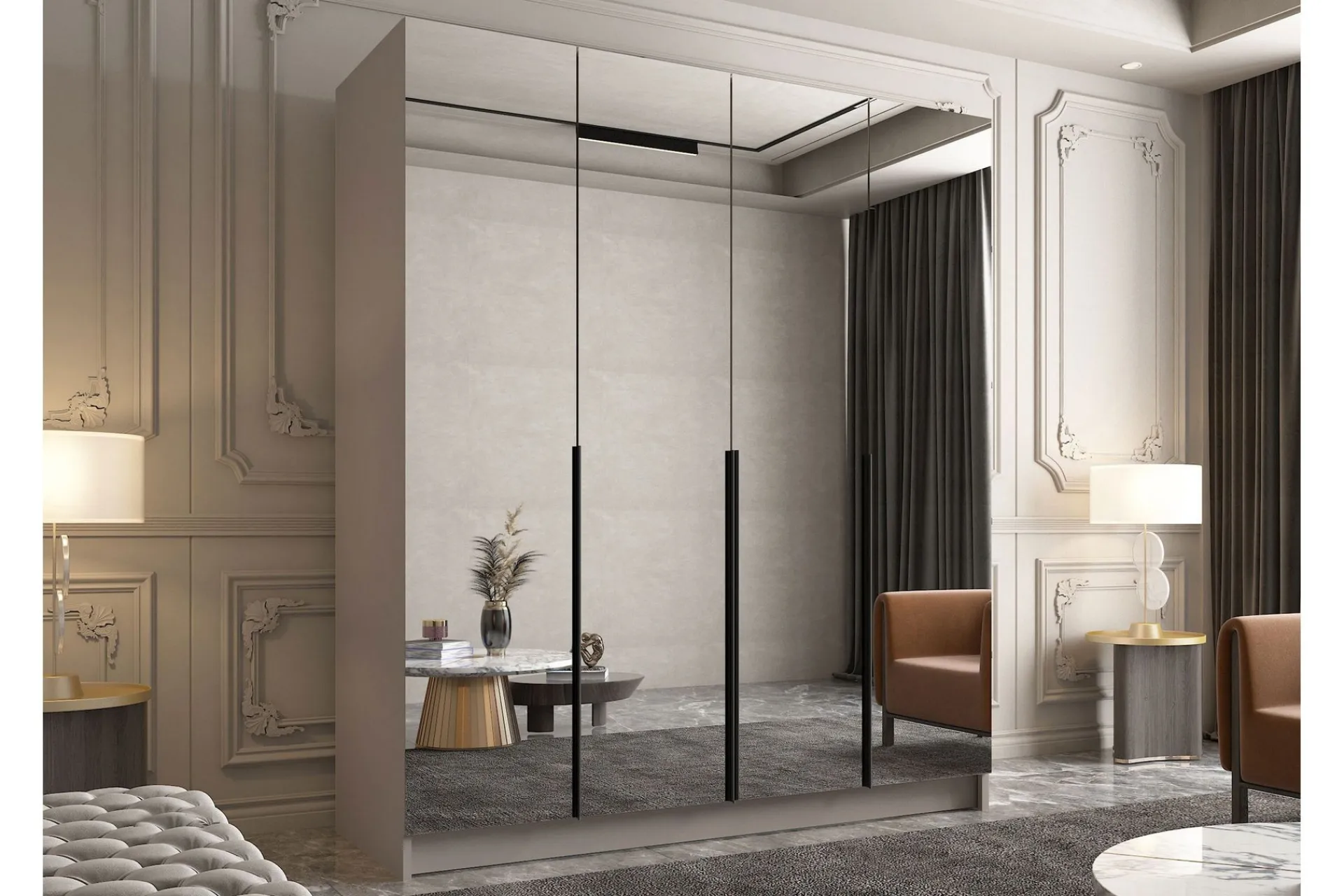 Garderober & Garderobesystem-Vadstena Garderobe med Speil 200 cm Cashmere,Svart