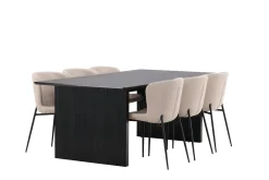 Venture Home Spisegrupper-Vail Matgruppe 200 cm Rektangulær med 6 Modesto stoler Beige,Svart