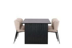 Venture Home Spisegrupper-Vail Matgruppe 200 cm Rektangulær med 6 Modesto stoler Beige,Svart