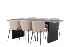 Venture Home Spisegrupper-Vail Matgruppe 200 cm Rektangulær med 6 Modesto stoler Beige,Svart