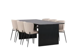 Venture Home Spisegrupper-Vail Matgruppe 200 cm Rektangulær med 6 Modesto stoler Beige,Svart