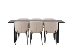 Venture Home Spisegrupper-Vail Matgruppe 200 cm Rektangulær med 6 Modesto stoler Beige,Svart
