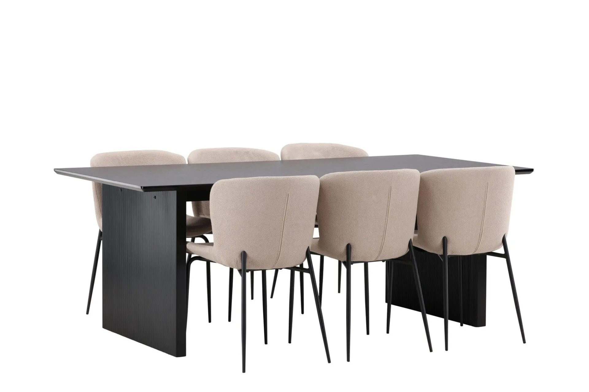 Venture Home Spisegrupper-Vail Matgruppe 200 cm Rektangulær med 6 Modesto stoler Beige,Svart