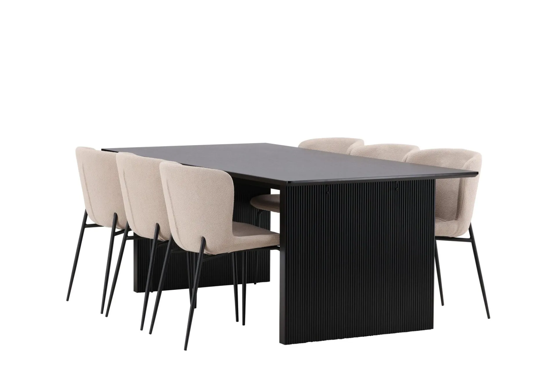 Venture Home Spisegrupper-Vail Matgruppe 200 cm Rektangulær med 6 Modesto stoler Beige,Svart