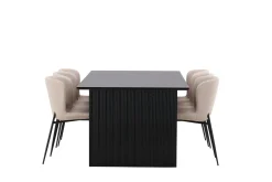 Venture Home Spisegrupper-Vail Matgruppe 200 cm Rektangulær med 6 Modesto stoler Beige,Svart