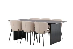 Venture Home Spisegrupper-Vail Matgruppe 200 cm Rektangulær med 6 Modesto stoler Beige,Svart