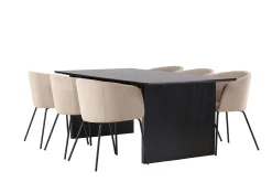 Venture Home Spisegrupper-Vail Matgruppe 200 cm Rektangulær med 6 Berit stoler Beige,Svart