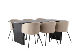 Venture Home Spisegrupper-Vail Matgruppe 200 cm Rektangulær med 6 Berit stoler Beige,Svart