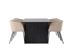 Venture Home Spisegrupper-Vail Matgruppe 200 cm Rektangulær med 6 Berit stoler Beige,Svart