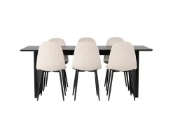 Venture Home Spisegrupper-Vail Matgruppe 200 cm Rektangulær med 6 Polar stoler Beige,Svart