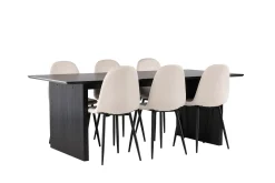 Venture Home Spisegrupper-Vail Matgruppe 200 cm Rektangulær med 6 Polar stoler Beige,Svart