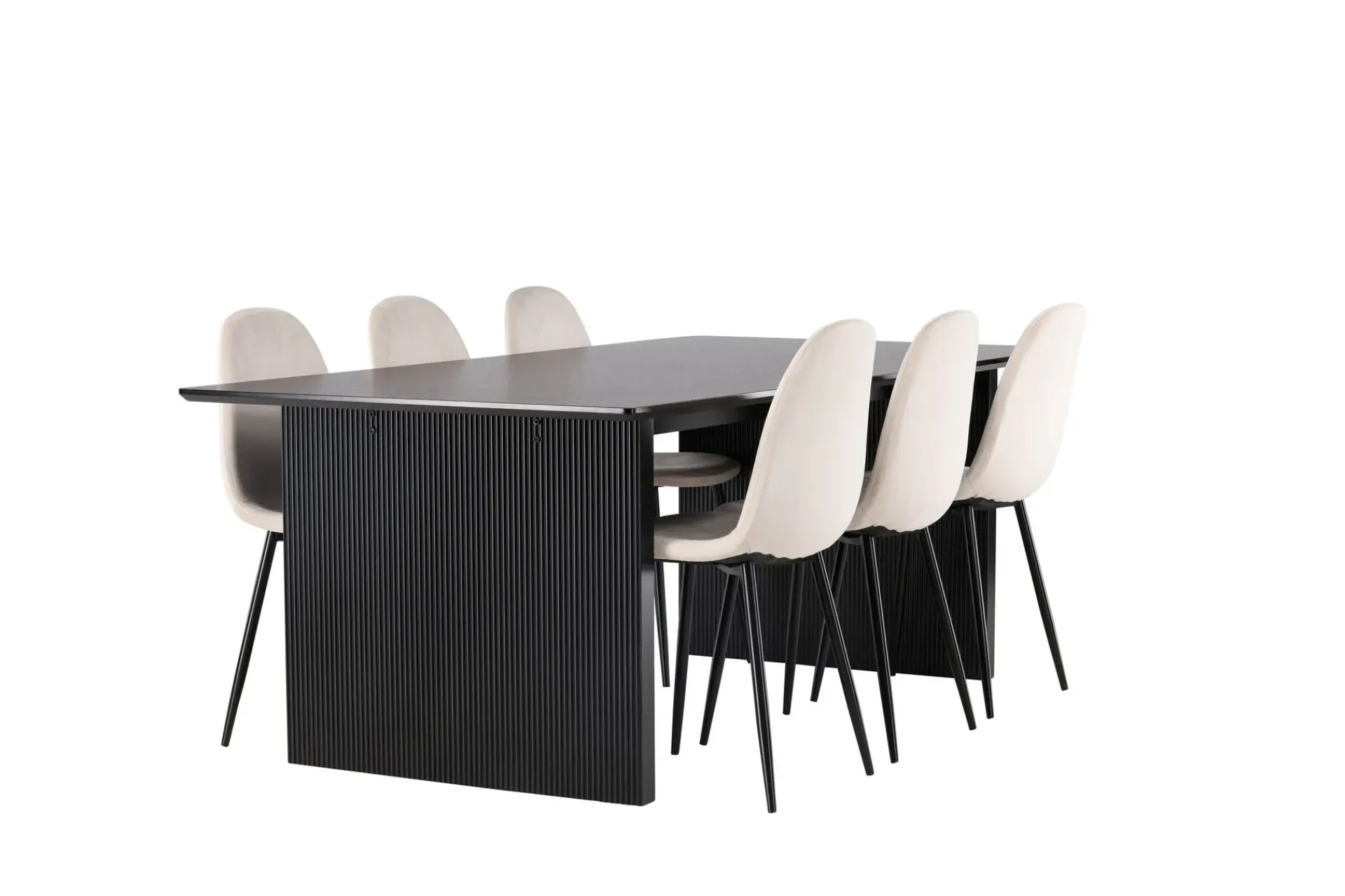 Venture Home Spisegrupper-Vail Matgruppe 200 cm Rektangulær med 6 Polar stoler Beige,Svart