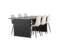 Venture Home Spisegrupper-Vail Matgruppe 200 cm Rektangulær med 6 Polar stoler Beige,Svart