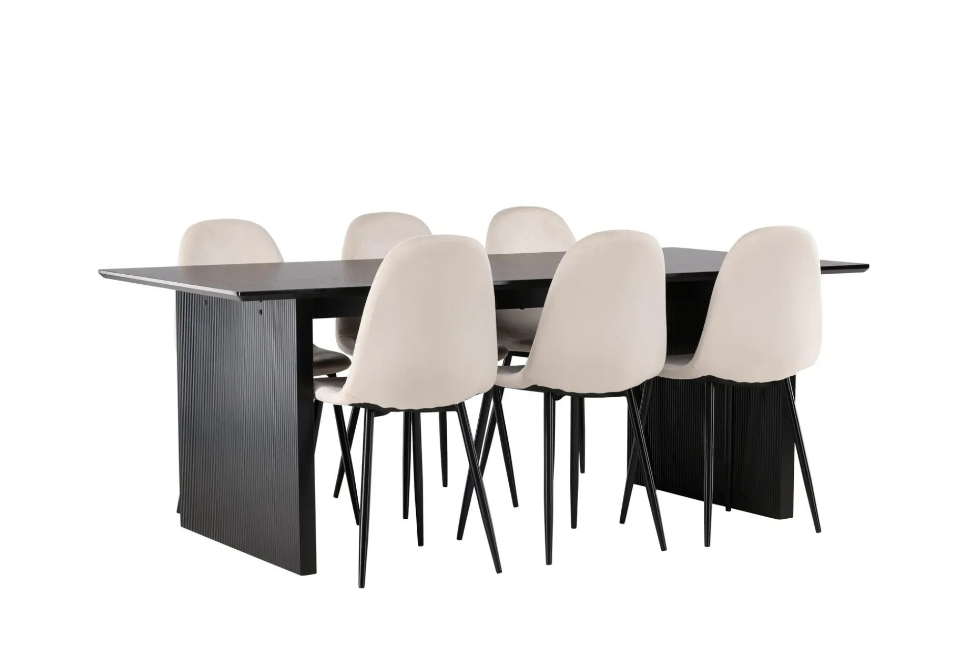 Venture Home Spisegrupper-Vail Matgruppe 200 cm Rektangulær med 6 Polar stoler Beige,Svart