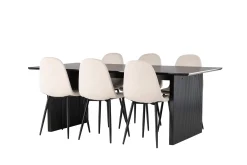 Venture Home Spisegrupper-Vail Matgruppe 200 cm Rektangulær med 6 Polar stoler Beige,Svart