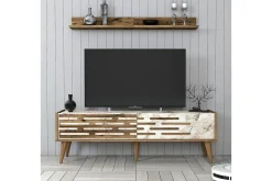Tv-Møbelsett-Valensiya TV-møbelsett 140x45 cm Valnöt,Hvit,Marmor