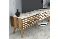 Tv-Møbelsett-Valensiya TV-møbelsett 140x45 cm Valnöt,Hvit,Marmor