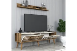 Tv-Møbelsett-Valensiya TV-møbelsett 140x45 cm Valnöt,Hvit,Marmor