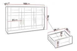 Kommode|Gangoppbevaring-Valga Kommode 37x104 cm Hvit