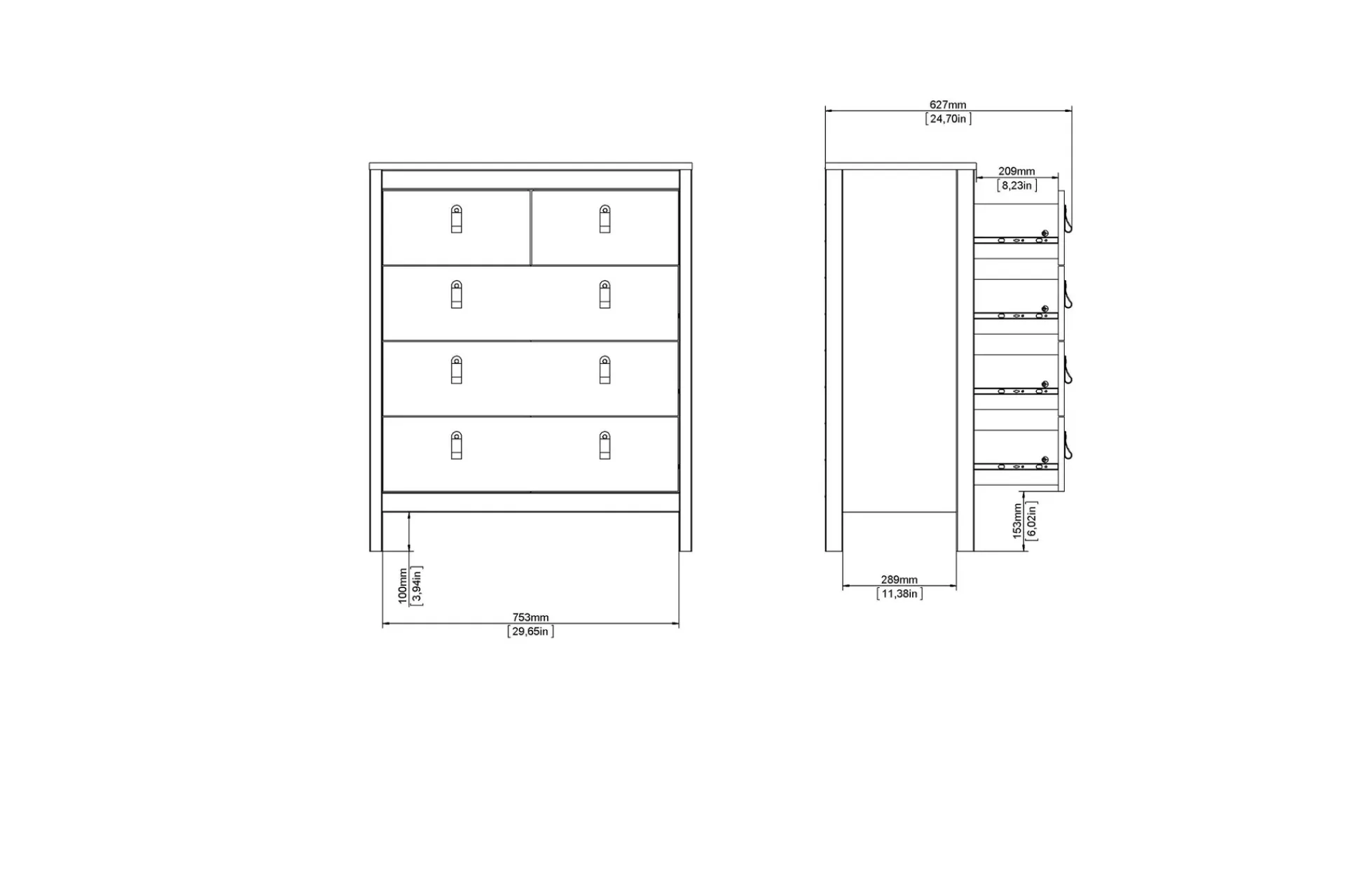 Scandinavian Choice Vallvidera Kommode 5 Skuffer 38x82 cm