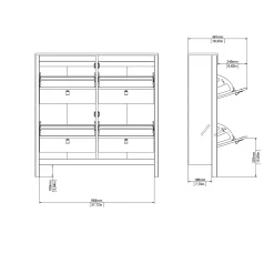 Tvilum Gangoppbevaring-Vallvidera Skoskap med 4 rom 103x25x103 cm Hvit