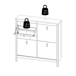 Tvilum Gangoppbevaring-Vallvidera Skoskap med 4 rom 103x25x103 cm Hvit