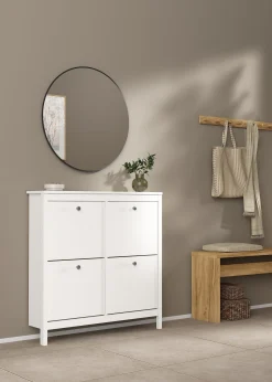 Tvilum Gangoppbevaring-Vallvidera Skoskap med 4 rom 103x25x103 cm Hvit