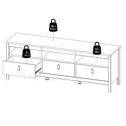 Tvilum Vallvidera TV-benk med 3 skuffer 151 cm