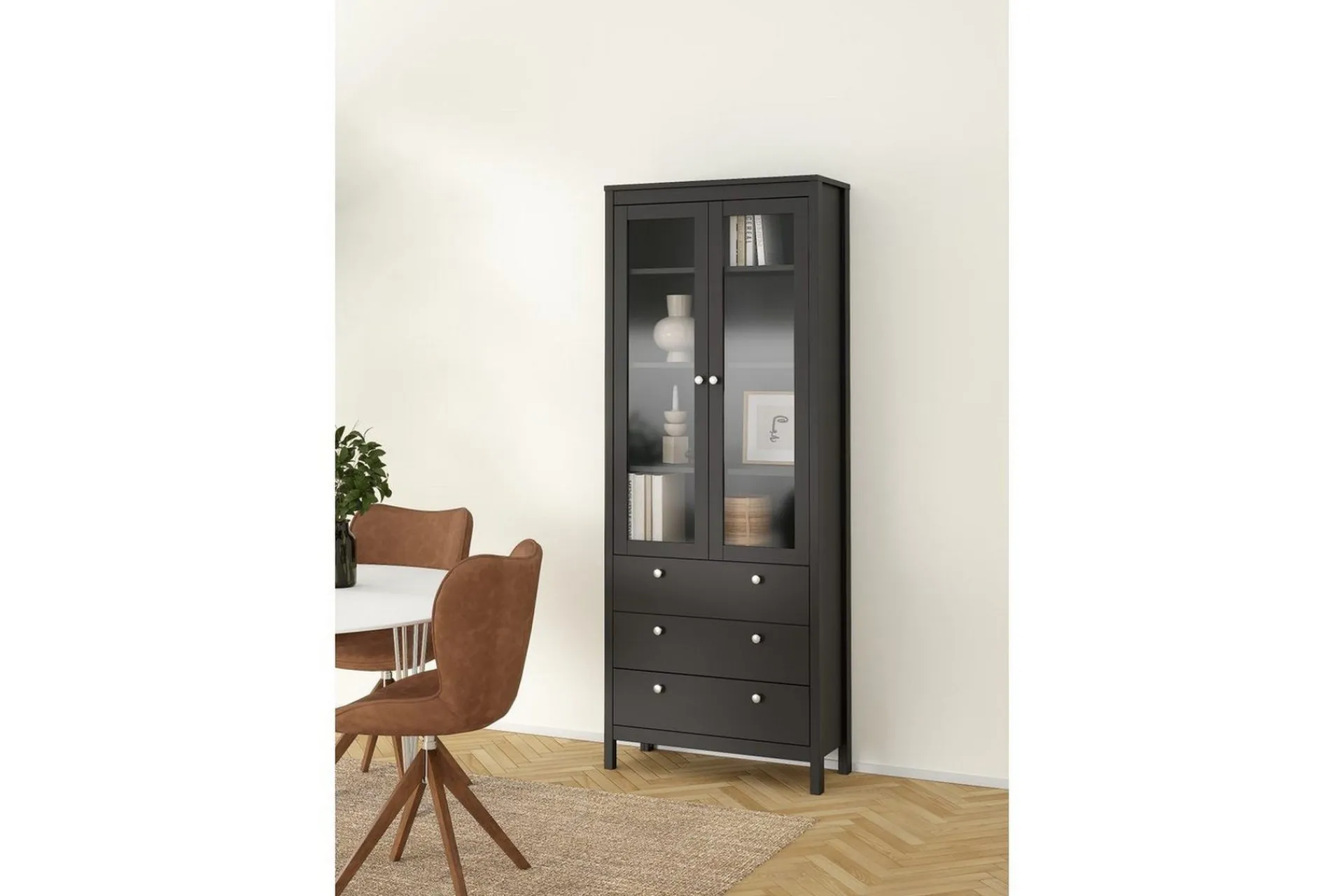 Scandinavian Choice Vitrineskap|Skap-Vallvidera Vitrineskap 78,05x199 cm Svart