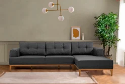 Sofa Med Sjeselong-Valsot 4-seters Sofa med Divan Antracit
