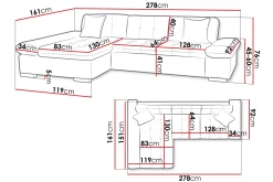 Sofa Med Sjeselong-Vananda Sofa med Sjeselong 3-seter Orange