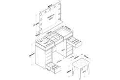 Sminkebord & Toalettbord-Varlin Sminkebord 120 cm Hvit