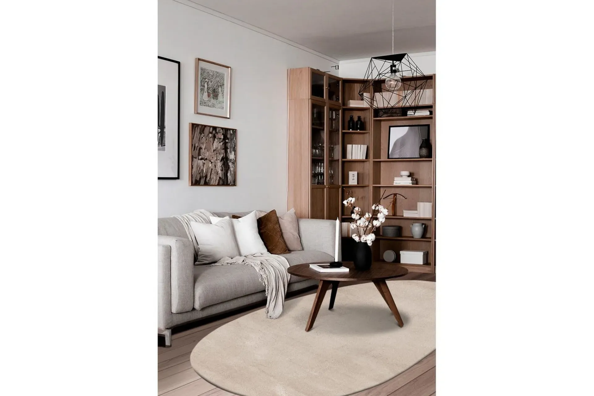KM Home Flatvevde Tepper-Vaskbart teppe Soft Shape Lin Beige