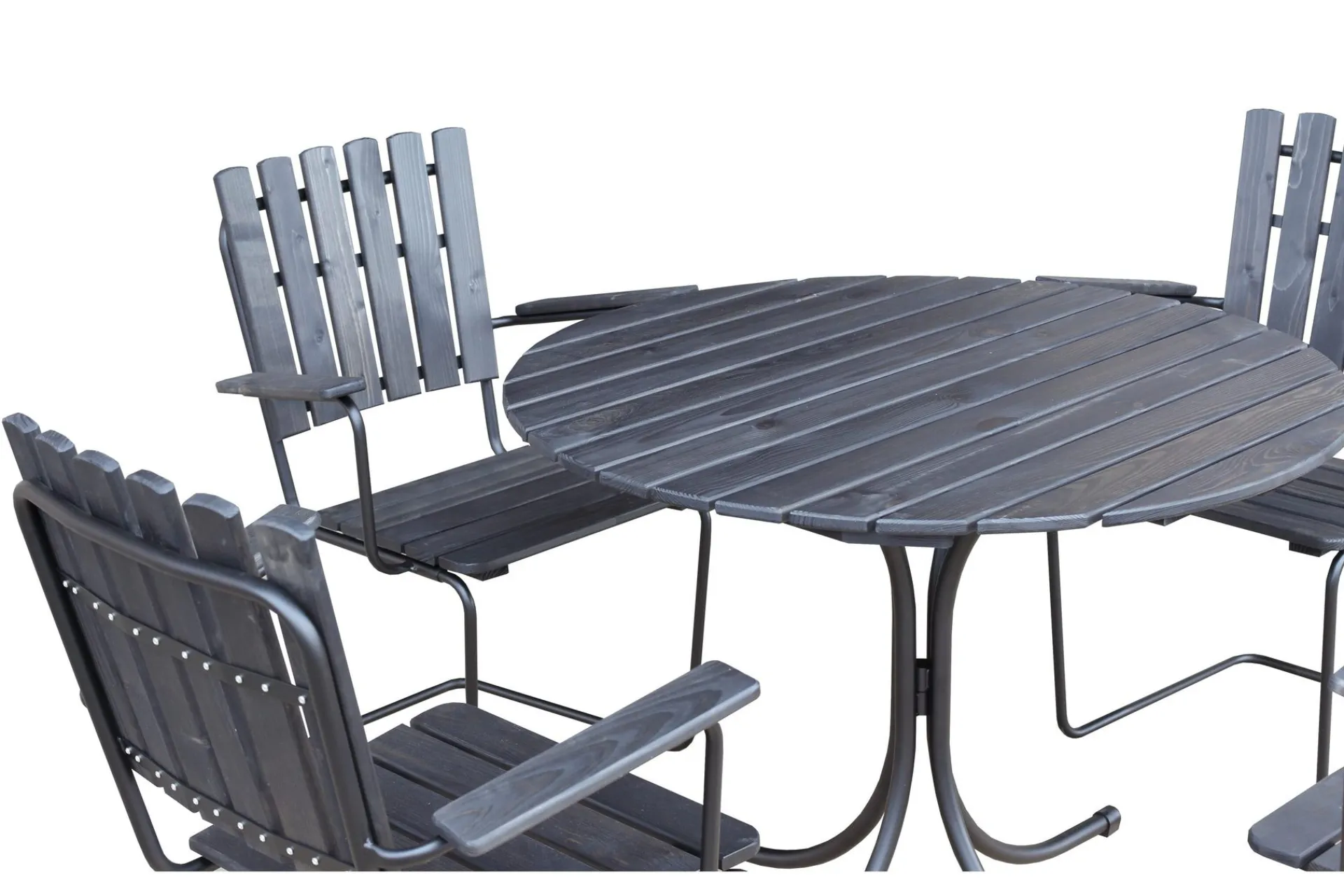 Veranda & Terrasse|Loungesett-Vaxholm Spisegruppe Rund Mørkegrå