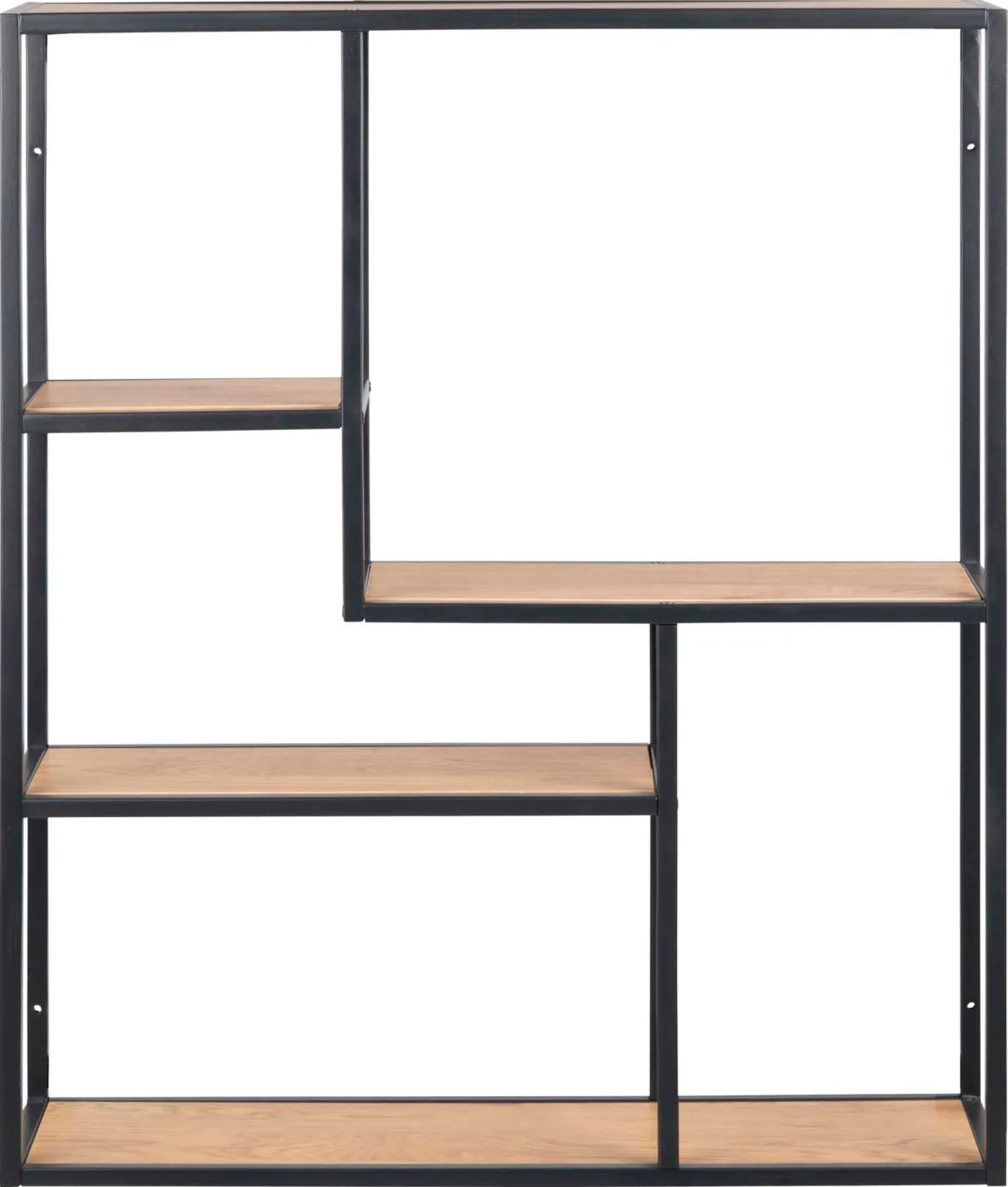 Vegghylle-Vegghylle HOME4YOU Seaford 75x20x91 cm Eik vill-eik-utseende med svart ramme