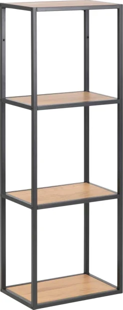 Vegghylle-Vegghylle HOME4YOU Seaford 24x37x108 cm Eik vill-eik-utseende med svart ramme