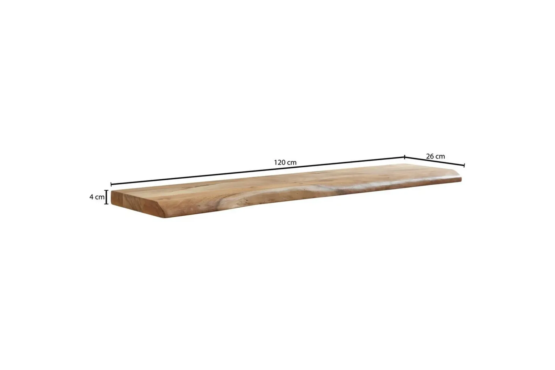 Wohnling Vegghylle-Vegghylle trekant, heltre, flytende hylle, landlig stil 120 cm Lyse brun