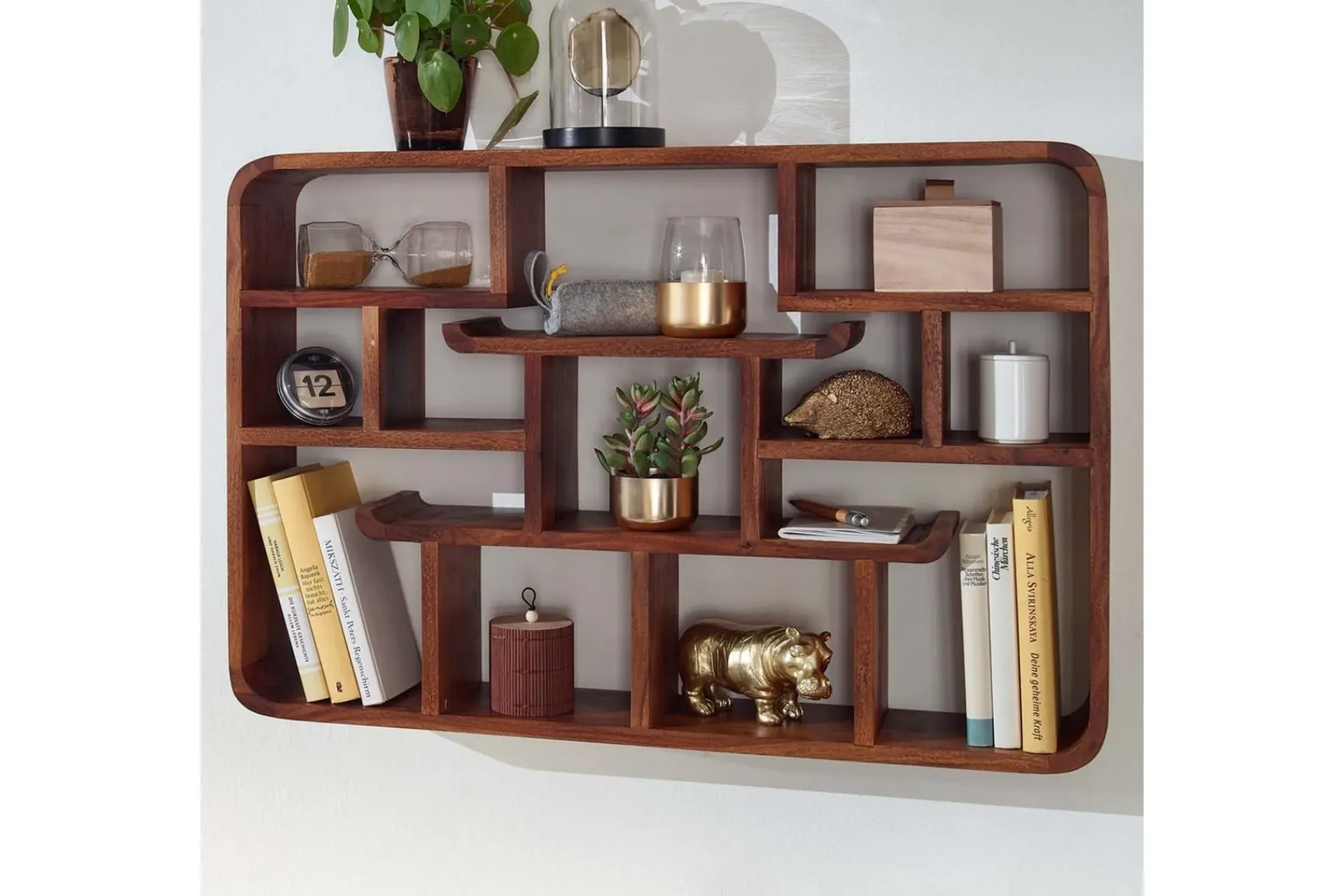 Wohnling Vegghylle Vegghengt pynteshelf i heltre 80 cm landstil