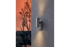 Eglo Vegglampe utendørsbelysning Riga 5 med 2 lamper og sensor rustfritt stål klar
