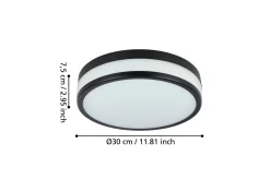 Eglo Vegg-/Taklampe LED Palermo 295 mm, Svart/Hvit