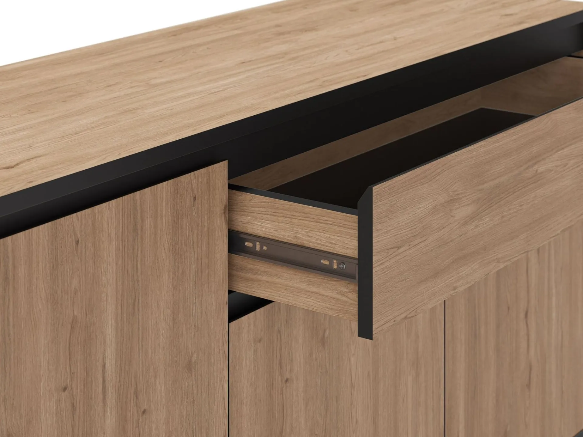Sideboard & Skjenker-Velar Konsoll 180x80x40 cm Naturlig eik, tre-svart, svart