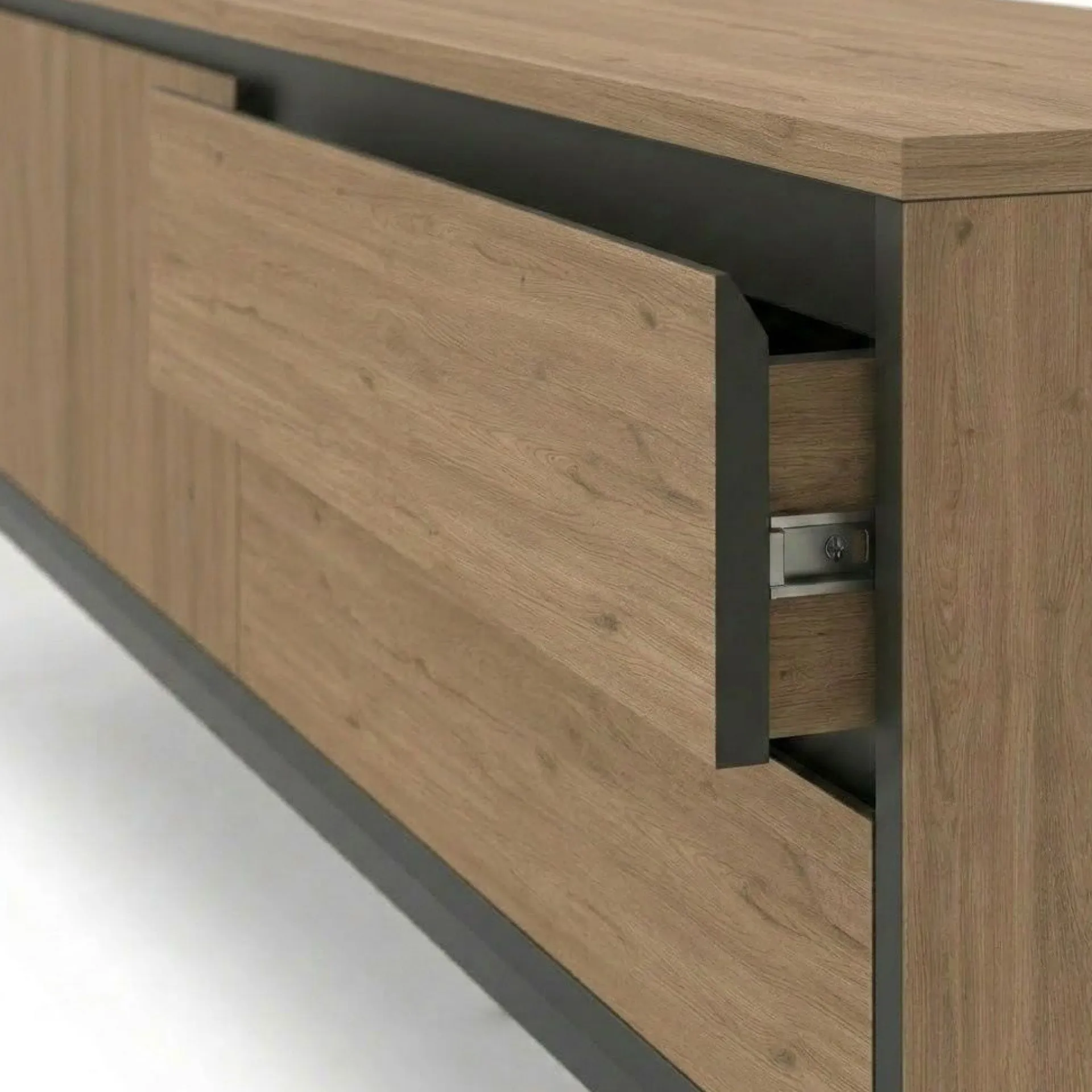 Tv-Benk & Mediabenk-Velar TV-benk 180x55x40 cm naturlig eik, tre svart, svart
