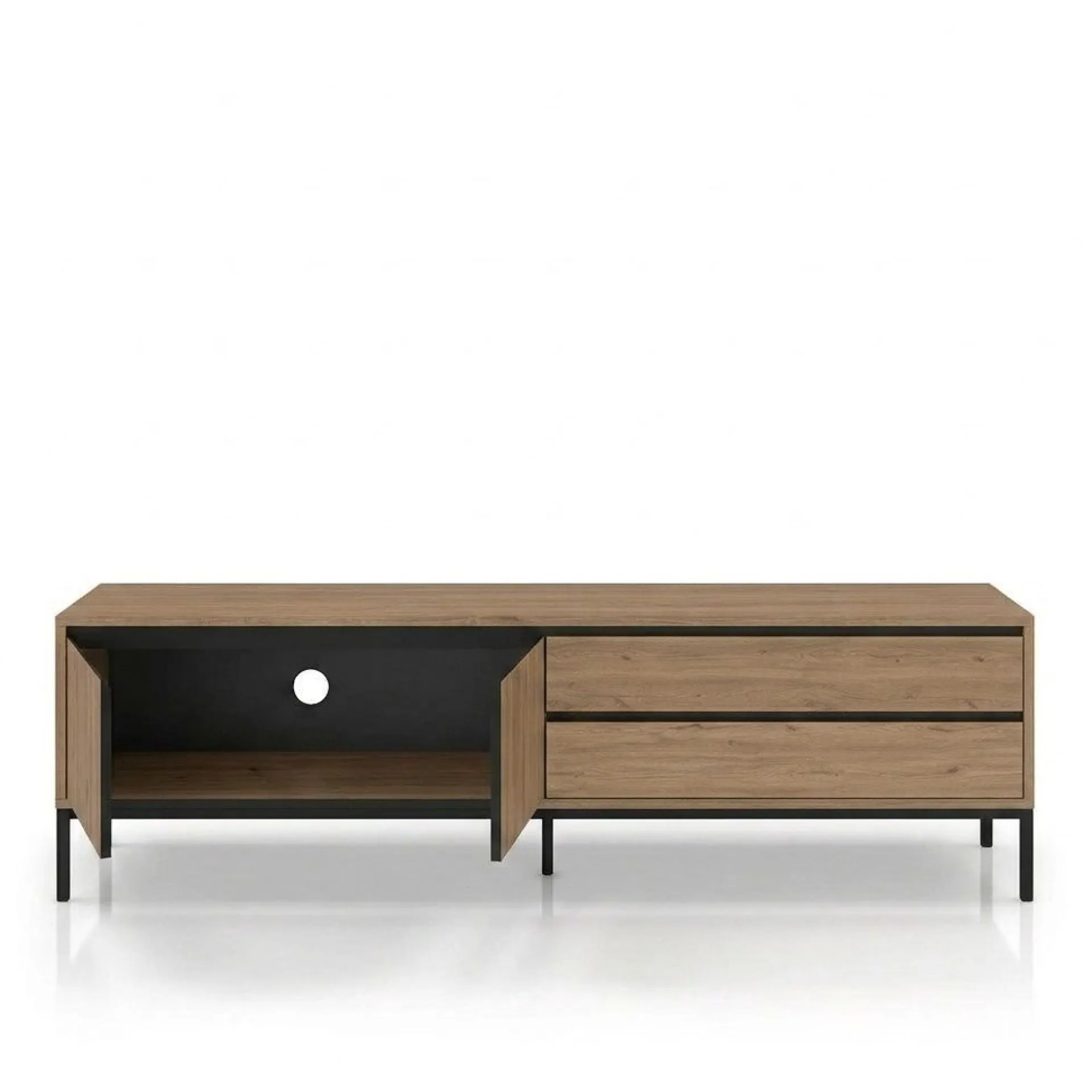 Tv-Benk & Mediabenk-Velar TV-benk 180x55x40 cm naturlig eik, tre svart, svart