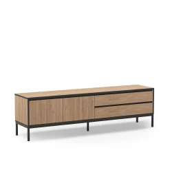 Tv-Benk & Mediabenk-Velar TV-benk 180x55x40 cm naturlig eik, tre svart, svart