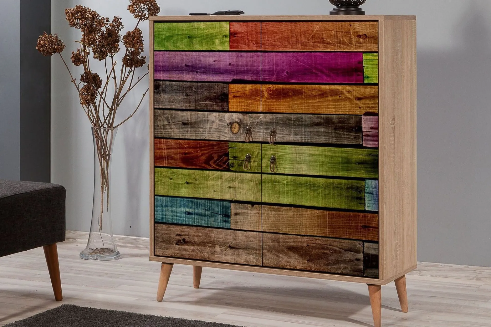 Skap-Vellavie Skap 95 cm Regnbuepanel Flerfärgad