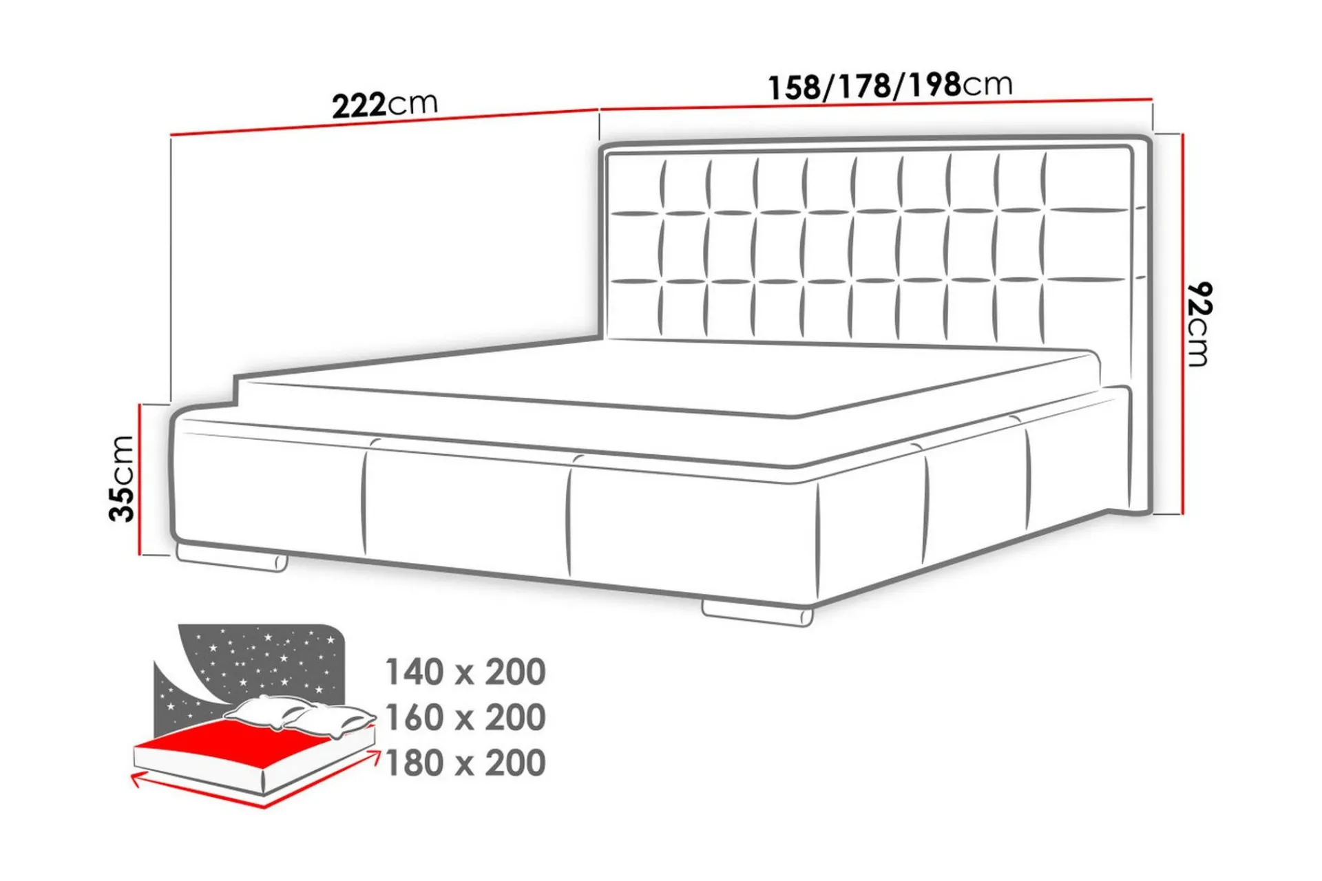 Drömvik Vento Sengeramme med Oppbevaring 180x200
