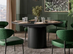 Spisebord & Kjøkkenbord-Veyricor Förlängningsbart Spisebord 120-160 cm Rundt Svart