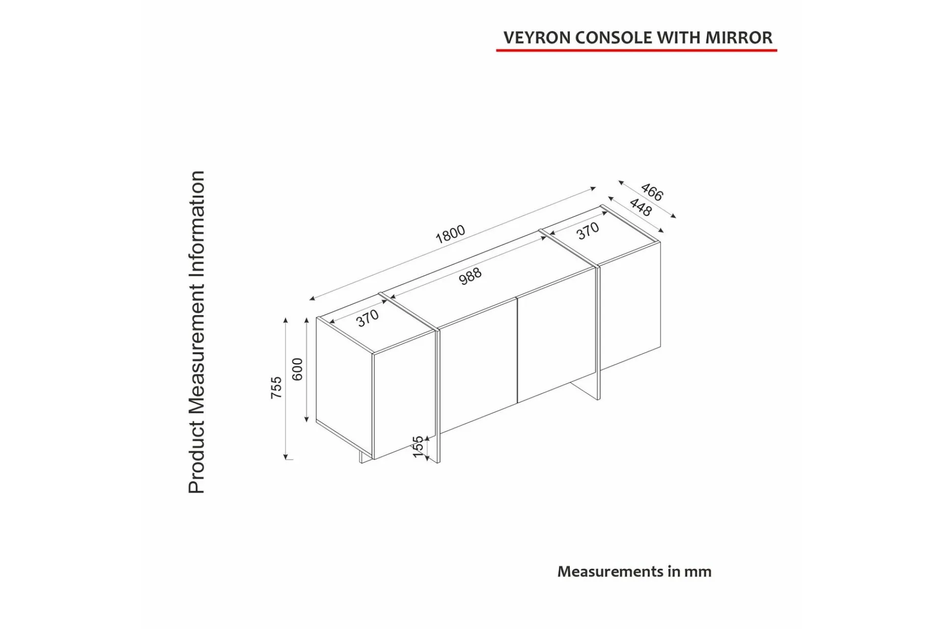 Veyron Konsollbord 180 cm